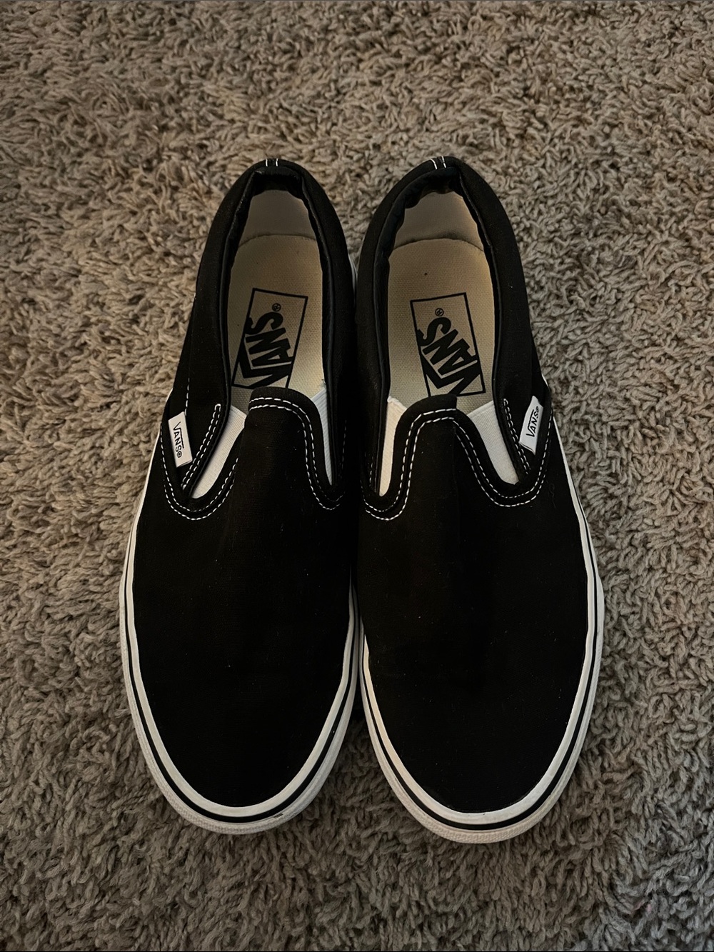 Vans Black & White Slip-On Canvas Sneakers